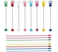 SUNNYCLUE 1 Box 8 Sets Beaded Cup Charms Beadable Cup Charm Beaded Keychain Bar Bulk Water Bottle Charms Metal Cup Chain Beadable Cup Charms for Jewellery Making Charms Tumblers Handle Keychains Decor