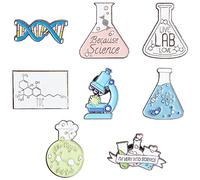 SUNNYCLUE 1 Box 8 Style Science Enamel Pin Lab Pins Bulk Medical Brooch Pins Set Cute Cartoon Lab Lapel Doctor Enamel Pin Brooches for Backpacks Laboratory Women Men Graduation Gift Clothes Decor