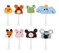 SUNNYCLUE 1 Box 8 Styles 7 Inch Desk Goose Hats Small Knit Hats Desktop Goose Outfits Assorted Cute Animals Tiger Rabbit Bear Knitting Headwear Decoration for Mini Porch Pet Statue Accessories