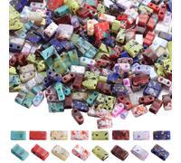 SUNNYCLUE 1 Box 800Pcs 10 Colors Small Flat 2 Hole Bead Bulk Glass Tila Spacer Beads Opaque Rectangle Cube Colors Acrylic Mini Seed Beads for jewellery Making Supplies DIY Bracelets Necklace Crafts
