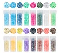 SUNNYCLUE 1 Box 80g 16 Colors Cylinder Seed Beads 2.5mm Glass Seed Beads Assorted Uniform Small Mini Round Pony Craft Loose Spacers Beading for Jewellery Making Women Boho Earrings DIY, Color Lined