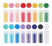 SUNNYCLUE 1 Box 80g 16 Colors Cylinder Seed Beads Uniform Seed Beads Colorful Round Glass Mini Small Pony Spacer Beading Loose Spacer Bead for Jewellery Making Bohemia Bracelet Earrings,Opaque Luster