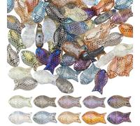 SUNNYCLUE 1 Box 80Pcs 10 Colors Small Fish Glass Beads Ocean Animal Beads Fish Shaped Charms Summer Sea Beach Fishbowl Loose Spacer for Jewellery Making Necklace Bracelet Crafts Wind Chimes Sun