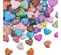 SUNNYCLUE 1 Box 80Pcs 2 Sizes 3D Heart Beads Acrylic Hearts Beads Bulk Random Mixed Colorful Valentine Love Shaped Patterned Loose Spacers for Jewellery Making Bracelet Necklace DIY Craft Accessories