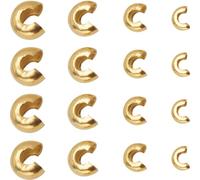 SUNNYCLUE 1 Box 80Pcs 3mm 4mm 5mm 6mm Stainless Steel Crimp Bead Covers Gold Crimp Beads Knot Covers Small Open Side Half Round End Caps Metal Spacer Beads for Jewelry Making DIY Bracelets Necklace