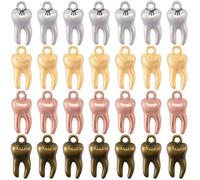 SUNNYCLUE 1 Box 80Pcs 4 Colors Alloy Tooth Charms Teeth Charms Bulk Colorful Tibetan Halloween Metal Vintage Dental Dentist Pendants for Jewellery Making Charm Supplies Earrings Necklaces Bracelet