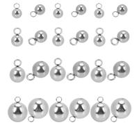 SUNNYCLUE 1 Box 80Pcs 4 Sizes Stainless Steel Ball Charms Round Ball Charm Bulk Silver 5mm 6mm 8mm 10mm Sphere Small Metal Dangle Pendants for Jewellery Making Diy Craft Bracelet Earrings Necklace