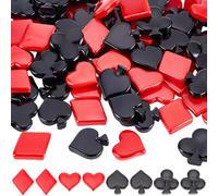 SUNNYCLUE 1 Box 80Pcs 4 Styles Poker Themed Charm Resin Cabochons Flatback Bulk Black Red Square Heart Flower 3D Poker Cabochon for Jewelry Making Decoration DIY Crafting Scrapbooking Embellishments