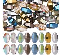 SUNNYCLUE 1 Box 80Pcs 8 Colors Electroplate Glass Beads Bulk Faceted Crystal Bead 9.5x5.5mm Transparent Oval Bicone Shape Loose Spacers for Bracelets Earrings Necklace Key Chains Jewellery Making