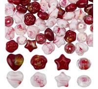 SUNNYCLUE 1 Box 80Pcs 8 Styles Assorted Lampwork Beads Glass Mixed Beads Bulk Colorful Heart Flower Star Handmade Crystal Fruits Loose Spacers for Jewellery Making Crafts Supplies Diy Bracelets