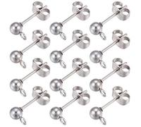 SUNNYCLUE 1 Box 80Pcs Ball Post Earring Studs 304 Stainless Steel Earring Post Earrings Post with Loop 4mm Ball Earrings Studs for Jewellery Making Accessories Women DIY Dangle Ear Craft