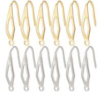 SUNNYCLUE 1 Box 80Pcs French Hook Ear Wires Stainless Steel Earring Hooks Metal 18K Gold Plated Silver Wide Fishing Earrings Wire Hook with Vertical Loop for Jewellery Making Findings DIY Crafts Women
