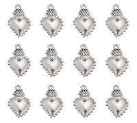 SUNNYCLUE 1 Box 80Pcs Sacred Heart Charms Tibetan Style Antique Silver Double Sided Sacred Heart Charm Valentine's Day Easter Holiday Heart Charms for Jewellery Making Charms DIY Earrings Bracelets