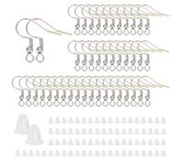 SUNNYCLUE 1 Box 80Pcs Stainless Steel Earring Hooks Bulk Silver Fish Hook Earrings Colorful French Earwires & 80Pcs Plastic Ear Backs Rainbow Ears Wire Hooks Findings for jewellery Making Supplies