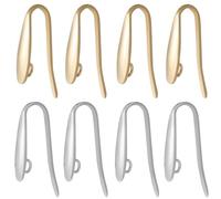 SUNNYCLUE 1 Box 80Pcs Stainless Steel Earring Hooks Fish Hook Ear Wires Golden Silver Metal Wide French Earrings Fishing Hook Wire Findings with Vertical Loop for Jewellery Making DIY Crafts Supplies