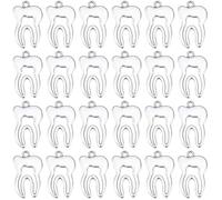 SUNNYCLUE 1 Box 80Pcs Tooth Shaped Charms Teeth Charm Alloy Metal Silver Small Oral Dentist Hollow Teeth Pendants for Necklace Earrings Bracelet Jewellery Making Diy Crafts Supplies Hanging Ornaments