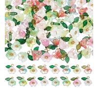 SUNNYCLUE 1 Box 80Pcs Tulip Flower Charms Lily Of The Valley Charm Bulk | Colorful Cute Spring foral Glass Beads Flowers Pendants for Jewellery Making Earrings Necklace Bracelet Women Adults Craft