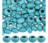 SUNNYCLUE 1 Box 80Pcs Turquoise Rondelle Bead Large Hole Gemstone Beads Bulk European Pattern Flat Round Abacus Gems Stone Loose Spacers for Jewellery Making Bracelets Earrings DIY Craft Accessories