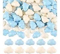 SUNNYCLUE 1 Box 84pcs Acrylic Cloud Beads Blue Cloud Beads Plastic Opaque Baking Painted Cute Weather Rain White Clouds Shape Loose Spacer Bead Bulk for Jewellery Making Bracelets Neckalces Supplies
