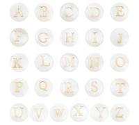 SUNNYCLUE 1 Box 8mm 52Pcs Letter Shell Beads Shells Beads Natural Alphabet White A to Z Letters Spell Name Conch Summer Loose Spacer for Crafts Jewellery Making Diy Bracelet Necklace Supplies Handmade