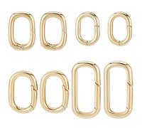SUNNYCLUE 1 Box 8Pcs Real 18k Gold Plated Spring Oval Rings Connector Carabiner Metal Spring Key Ring Trigger Keyring Buckle Clip Snap for DIY Keychain Lanyard Bag Purse jewellery Making Supplies