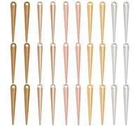 SUNNYCLUE 1 Box 90pcs 5 Colors Cone Charms Metal Spike Charms Silver Gold Long Alloy Punk Gothic Tibetan Vintage Goth Spike Pendants for Jewellery Making Women Bracelets Necklace Earrings Supplies DIY