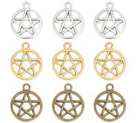 SUNNYCLUE 1 Box 90Pcs Pentagram Charms Small Witch Charms Pentacle Star Charm Vintage Magic Charm Witch Bulk Protection Lucky Pendants for jewellery Making DIY Earrings Bracelet Necklace