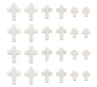 SUNNYCLUE 1 Box 90Pcs White Cross Beads Mini Small Synthetic Turquoise Stone Cross Bead Tiny Pocket Crosses Easter Holiday Crucifix Loose Spacer Beads for Jewellery Making Beading Supplies DIY Crafts