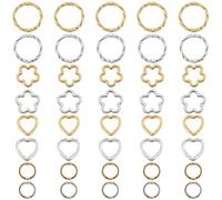 SUNNYCLUE 1 Box 96Pcs Hollow Flower Bead Frame Charm Gold Alloy Round Beading Frame Sliver Bulk Tibetan Metal Heart Spacer Bead Frames for Jewelry Making Supplies DIY Crafts Bracelets Necklace Women,