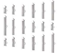 SUNNYCLUE 1 Box 96Pcs Slide on Clasp Slider End Clasps Tubes Stainless Steel Crimp Caps Slide Bar Clasp for Seed Bead Loom jewellery Making Supplies DIY Necklace Bracelet Earrings 10/13/16/20/25/30mm