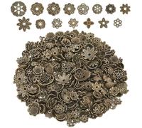 SUNNYCLUE 1 Box About 100 Gram Antique Bronze Bead Caps Metal Flower Bead Caps Bulk Tibetan Assorted Alloy Vintage Loose Hollow Floral End Spacers for Jewellery Making Bracelets Necklaces DIY Crafts