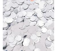 SUNNYCLUE 1 Box about 1000Pcs Silver Round Sequins Flat Sequin Paillettes Bulk 15mm Plastic Art Glitters Embroidery Applique Loose Ornament Paillettes for Craft Sewing Skirt Wedding Decor Supplies