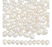 SUNNYCLUE 1 Box About 102Pcs 2 Strands Cultured White Pearls Freshwater Pearl Beads White Natural Undyed Oval Irregular Shaped Polished Loose Bead for Jewellery Making DIY Bracelets Necklaces Crafts