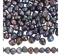 SUNNYCLUE 1 Box About 104Pcs 2 Strands Freshwater Cultured Pearl Beads Small Natural Black Pearls Dyed Dark Polished Oval Irregular Bead for Jewellery Making Supplies DIY Crafts Necklaces Adults