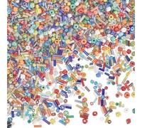 SUNNYCLUE 1 Box About 180G Seed Beads Bulk Glass Bugle Beads Red Blue Yellow Rainbow Transparent Rocailles Bead for Jewellery Making Necklaces Bracelets DIY Craf Christmas Women Adults