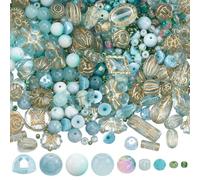 SUNNYCLUE 1 Box about 185g Blue Assorted Acrylic Beads Glass Beads Mixed Shapes Bulk Plastic Green Seed Imitation Turquoise Stone Loose Spacer for Jewellery Making Charms Bracelets Craft Diy Supplies