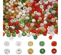 SUNNYCLUE 1 Box About 2178pcs 6/0 4mm Christmas Seed Beads Pony Glass Beads Transparent Red Green Color Round Loose Spacer Bead Bulk for jewellery Making Diy Bracelet Necklace Chocker Party Crafts