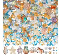 SUNNYCLUE 1 Box About 289pcs Ocean Bead Kit Glass Sea Beads Cute Clear Summer Color Beach Animals Fish Conch Loose Spacers with 30g Seed Beads for Jewellery Making Kits Bracelets Necklaces Party