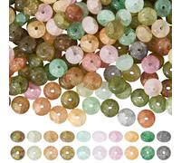 SUNNYCLUE 1 Box About 310Pcs Glass Rondelle Beads Abacus Beads Bulk 8mm Muticolor Imitation Indian Gemstones Stone Flat Round Loose Spacers Strands for Jewellery Making DIY Bracelet Necklace Crafts