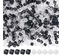 SUNNYCLUE 1 Box About 600Pcs 6 Strands 4mm Cube Beads Square Glass Bead Bulk Black Clear Faceted Crystal Small Loose Spacers Strand with Hole for Jewellery Making Bracelets Necklace Crafts Supplies