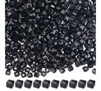 SUNNYCLUE 1 Box About 600Pcs 6 Strands Black Square Bead Glass Cube Beads Bulk 4mm Faceted Crystal Small Loose Spacers Strand with Hole for Jewellery Making Bracelets Necklace DIY Crafts Accessories