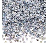 SUNNYCLUE 1 Box About 8000Pcs Snowflake Sequin Small Christmas Sequins Bulk Silver Plastic PVC Winter Holiday Xmas Snowflakes Shaped Loose Paillettes for Sewing Crafts DIY Embroidery Ornament Supplies