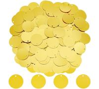 SUNNYCLUE 1 Box about 80g 30mm Gold Round Sequin Large Sequin Paillettes Bulk Golden Art Sewing Glitter Iridescent Stickers Ornaments Spangles for Crafts DIY Party Wedding Christmas Decor Supplies