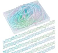 SUNNYCLUE 1 Box About 900-950Pcs Green Round Faceted Glass Beads Gradient Crystal Beads Tiny Clear Medium Sea Green Transparent Diamond Cut Spacer Bead for jewellery Making Diy Crafts Necklace Women