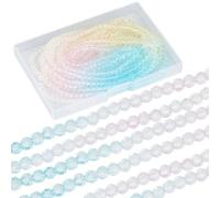 SUNNYCLUE 1 Box About 900-950Pcs Rainbow Glass Beads Bulk Round Glass Crystal Beads Multi-colour Light Sky Blue Clear Transparent Cute Bead for jewellery Making Diy Craft Necklace Bracelet Women Adult