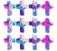 SUNNYCLUE 1 Box about 96Pcs Cross Beads Bulk Dyed Turquoise Beads Bulk 16mm Small Colorful Synthetic Stone Crucifix Bead for Jewellery Making Necklace Earring Decoration Craft Easter Eid Ramadan Adult