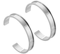 SUNNYCLUE 1 Box Bangle Bracelet Blanks Grooved Bangle 69x51mm Stainless Steel Metal Silver Open Adjustable Empty Cuff Blanks for Jewellery Making Inlaid Gemstone Leather Laser Engraving Diy Supplies