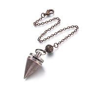 SUNNYCLUE 1 Box Copper Pendulum Dowsing Metal Divination Gold Healing Energy Spiritual Point Pendulum Chain for Divination Dowsing Wicca Balancing Pointed Cone Pendant Pendulum, Red Copper