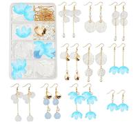 SUNNYCLUE 1 Box DIY 10 Pairs Acrylic Flower Charms Floral 3D Charms Earring Making Kit Calla Lily Charms for Jewelry Making Aqua Blue Starters Beginners Adult Women Instruction