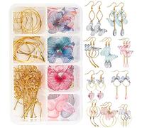 SUNNYCLUE 1 Box DIY 10 Pairs Fabric Butterfly Dangle Earring Making Kit Boho Lightweight Loop Drop Butterfly Earrings Heart Teardrop Crastal Beads for Jewelry Making Supplies Craft Instruction